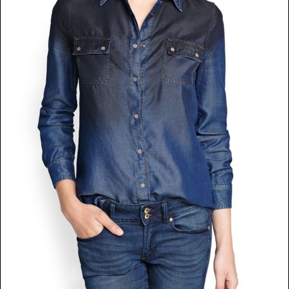 Mango Blue Button Down Shirt